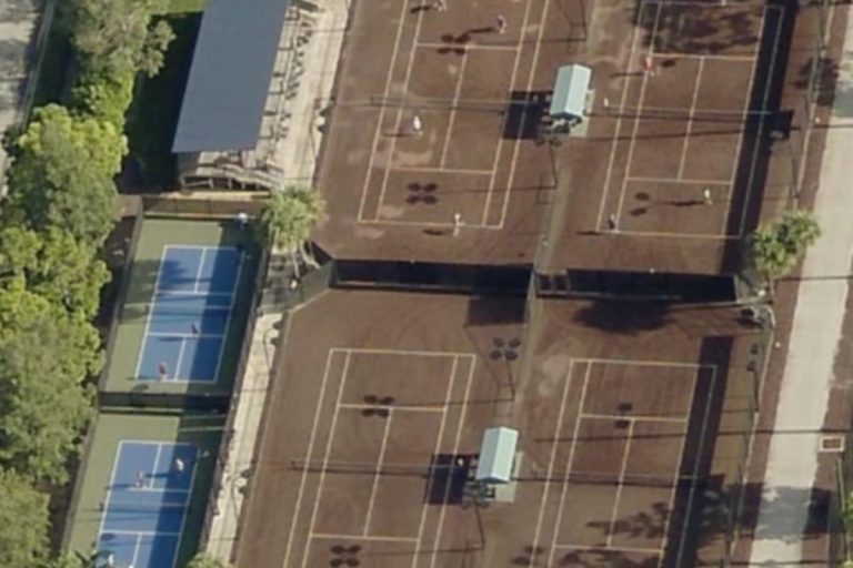 Aerial view of outdoor pickleball courts at The Club At Olde Cypress Naples FL