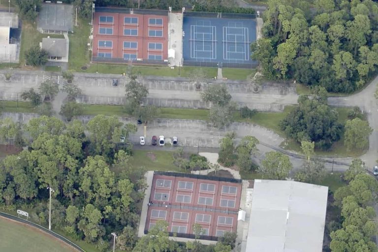 Aerial view of outdoor pickleball courts at Veterans Community Park Naples FL